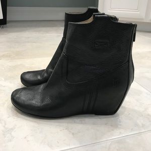Black Leather Frye Booties